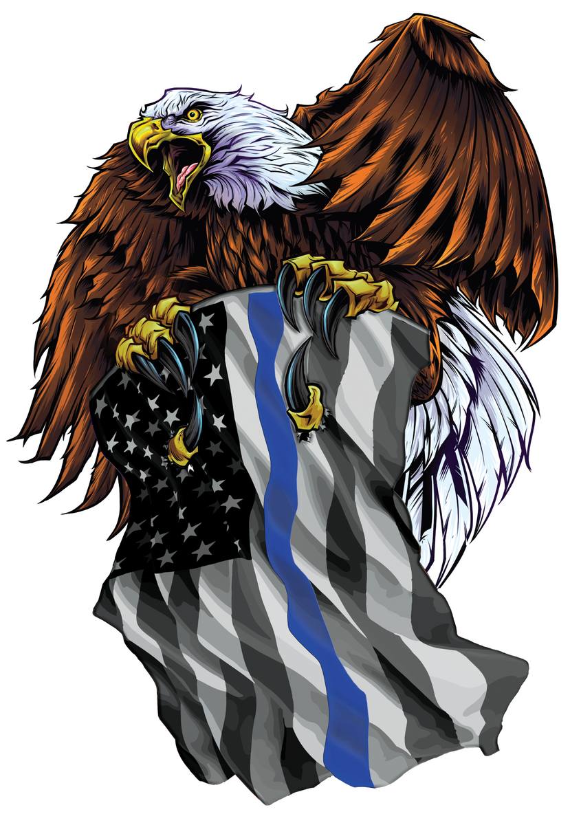 Patriotic eagle thin blue line flag decal | Nostalgia Decals Die Cut