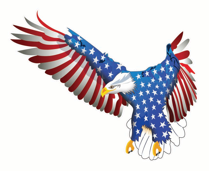 Soaring Bald Eagle American Flag Freedom Decal is 6 in size