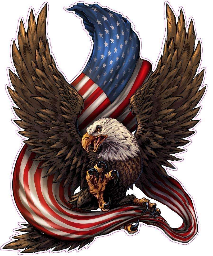 American Bald Eagle American Flag Decal | Nostalgia Decals Die Cut ...