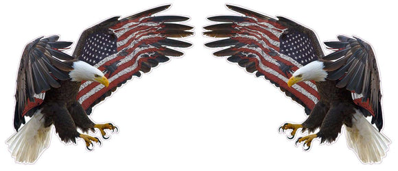 UV Laminated American Eagle American Flag X Large Pair Decal- | Nostalgia Decals Online window stickers for cars and trucks, die cut vinyl decals, vinyl graphics for car windows, vinyl wall decor stickers