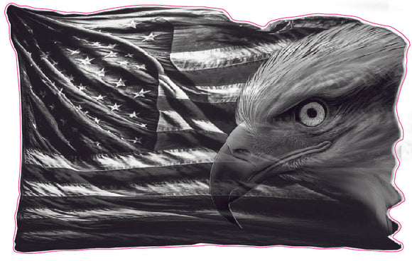 American flag eaglehead black and white decal