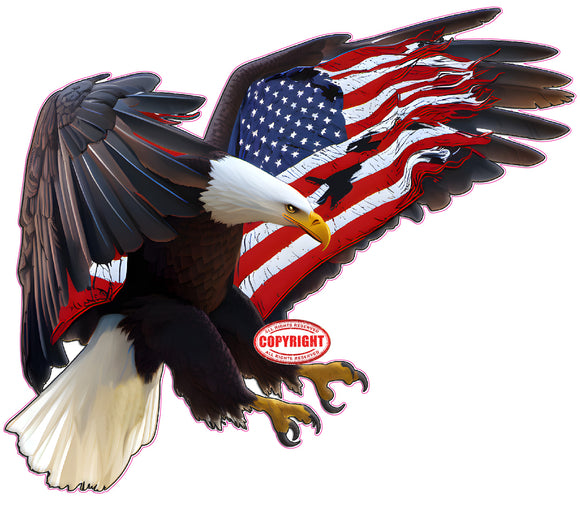 New American Eagle American Flag Decal