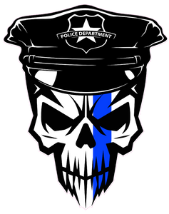 Skull Thin Blue Line law enforcement decal