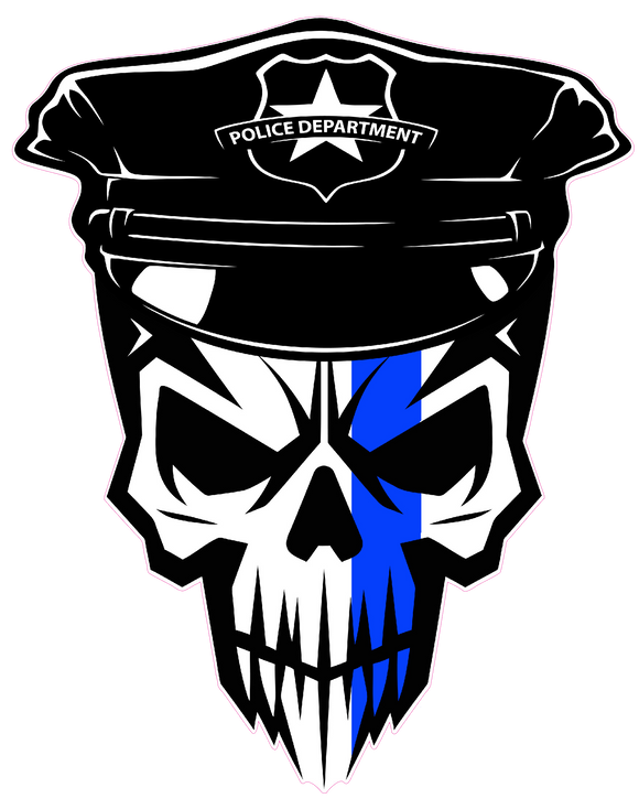 Skull Thin Blue Line law enforcement decal