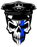 Skull Thin Blue Line law enforcement decal