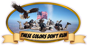 These Colors Don't Run Version 2 Decal - 24" x 12.5" | Nostalgia Decals Online military window stickers for cars and trucks, army vinyl decals for cars, marine corps vinyl stickers, die cut vinyl navy decals