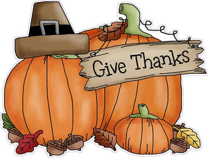 Thanksgiving Giving Thanks Wall or Window Decor Decal 12" - | Nostalgia Decals Online vinyl sticker wall decor, wall decoration vinyl decals, vinyl holiday wall stickers, vinyl window stickers for the holidays