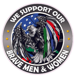 We Support our Thin Green Blue Red Line Military Law enforcement First Responders American Flag Eagle decal