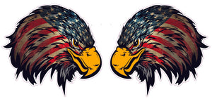 Weathered American Flag Eagle Head Version 2 Pair 4" Decal- | Nostalgia Decals Online window stickers for cars and trucks, die cut vinyl decals, vinyl graphics for car windows, vinyl wall decor stickers