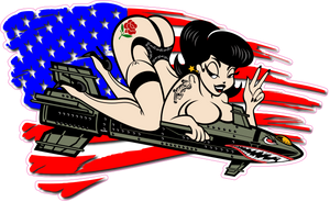 American flag Pin up Bomber Girl decal