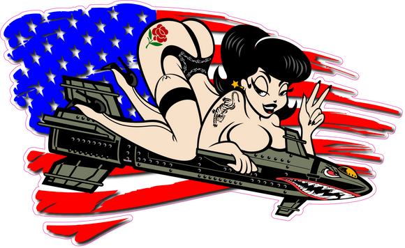 American flag Pin up Bomber Girl decal