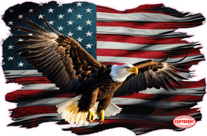 American flag grunge Bald Eagle decal