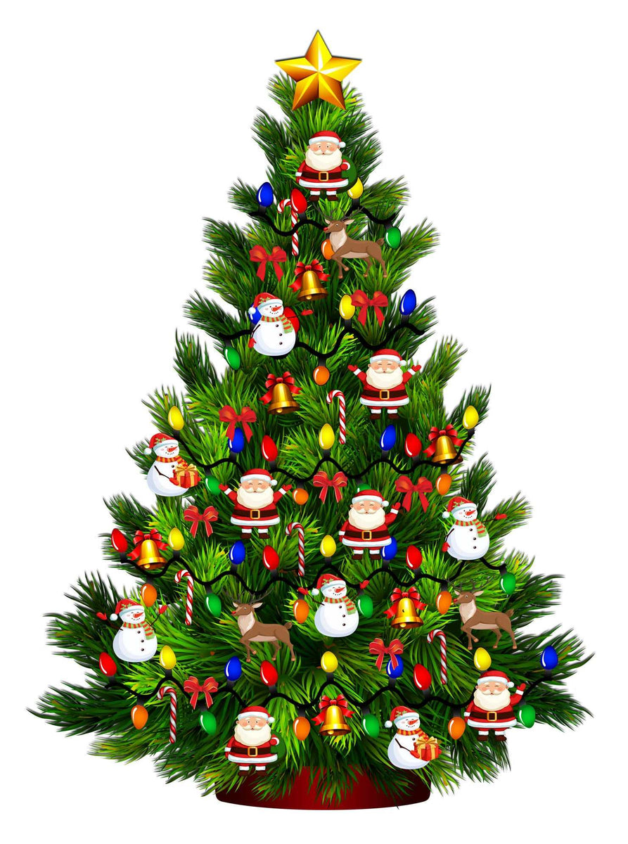 Holiday Build a Christmas Tree with Santa and snowman Wall Decor Decal ...