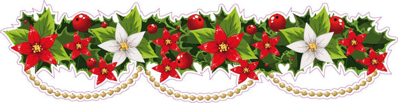 Christmas Poinsettia Border Wall Decor Decal Pair - 36