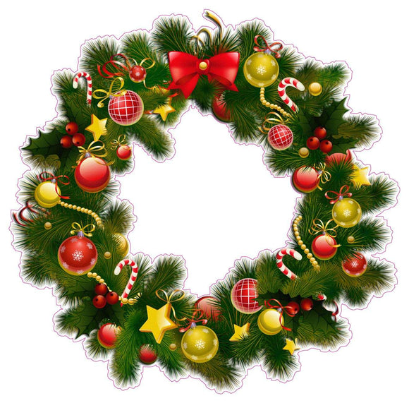 Christmas Wreath Version 2 Wall Decor Decal - 24