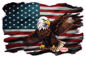 Distorted American flag Bald Eagles decal