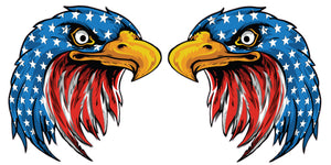 American Flag Eagle Head stars and stripes Pair decal