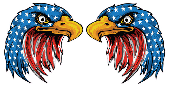 American Flag Eagle Head stars and stripes Pair decal