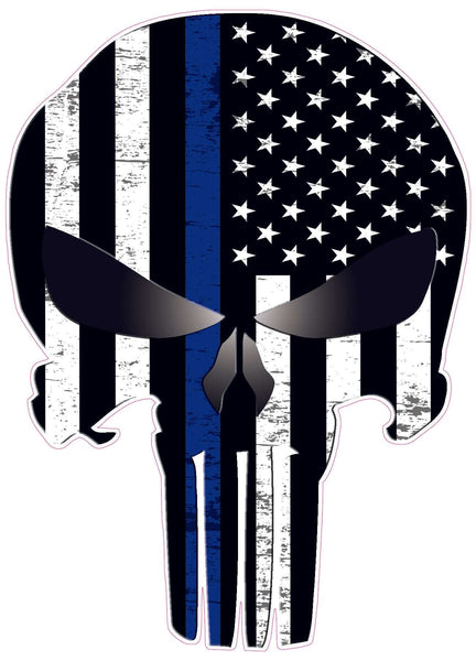 Skull American Subdued American Flag Thin Blue Line Decal | Nostalgia ...