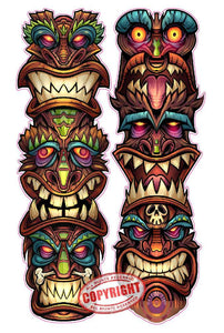 Tiki gods totem pole pairs Decal