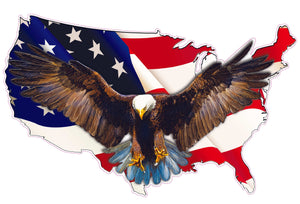 United States waving American Flag bald Eagle Decal 