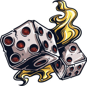 Flames Dice Gambling Decal - | Nostalgia Decals Online retro car decals, old school vinyl stickers for cars, racing graphics for cars, car decals for girls