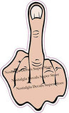 Middle Finger Decal - 5" x 4" | Nostalgia Decals Online retro car decals, old school vinyl stickers for cars, racing graphics for cars, car decals for girls