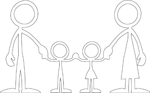 family of four stick figures