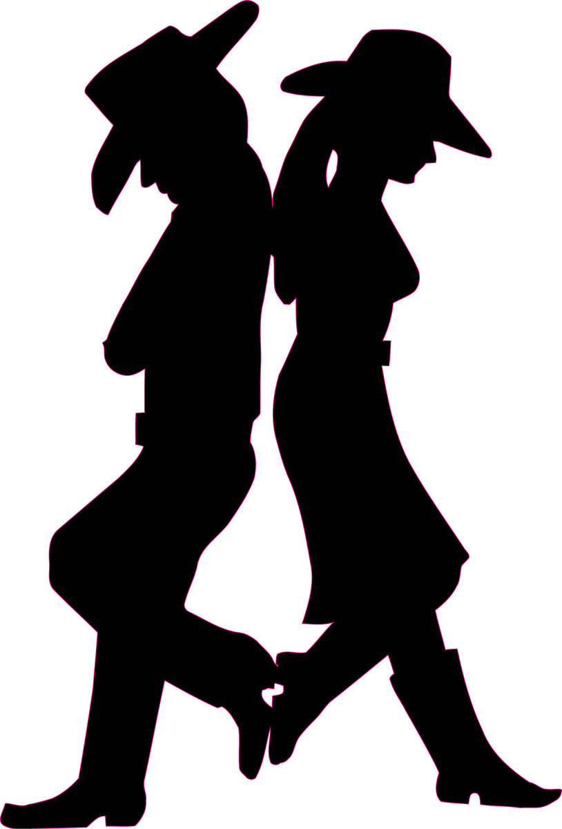 Cowgirl and Cowboy Silhouette Black back to back decal | Nostalgia ...